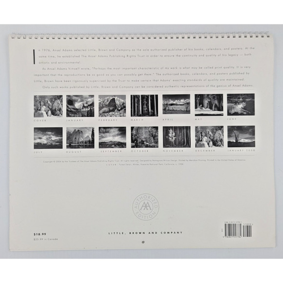 Ansel Adams 2003 & 2007 Wall Calendar Authorized Edition Photography Vintage - Picture 6 of 14